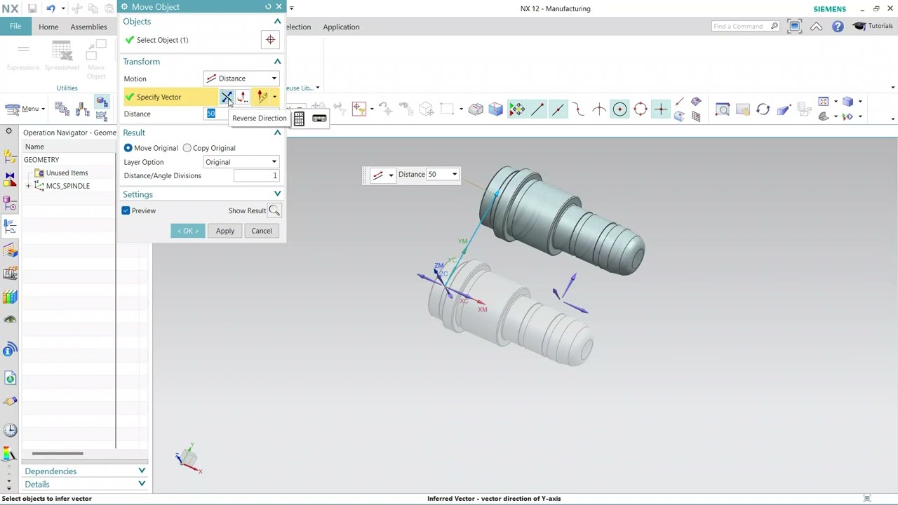 44.Move Object in NX CAM TURNING l NX CAM TURNING TUTORIAL 