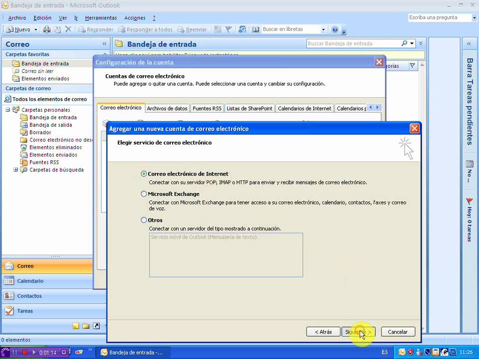 Como configurar una cuenta de correo en Microsoft Outlook 2007 - YouTube