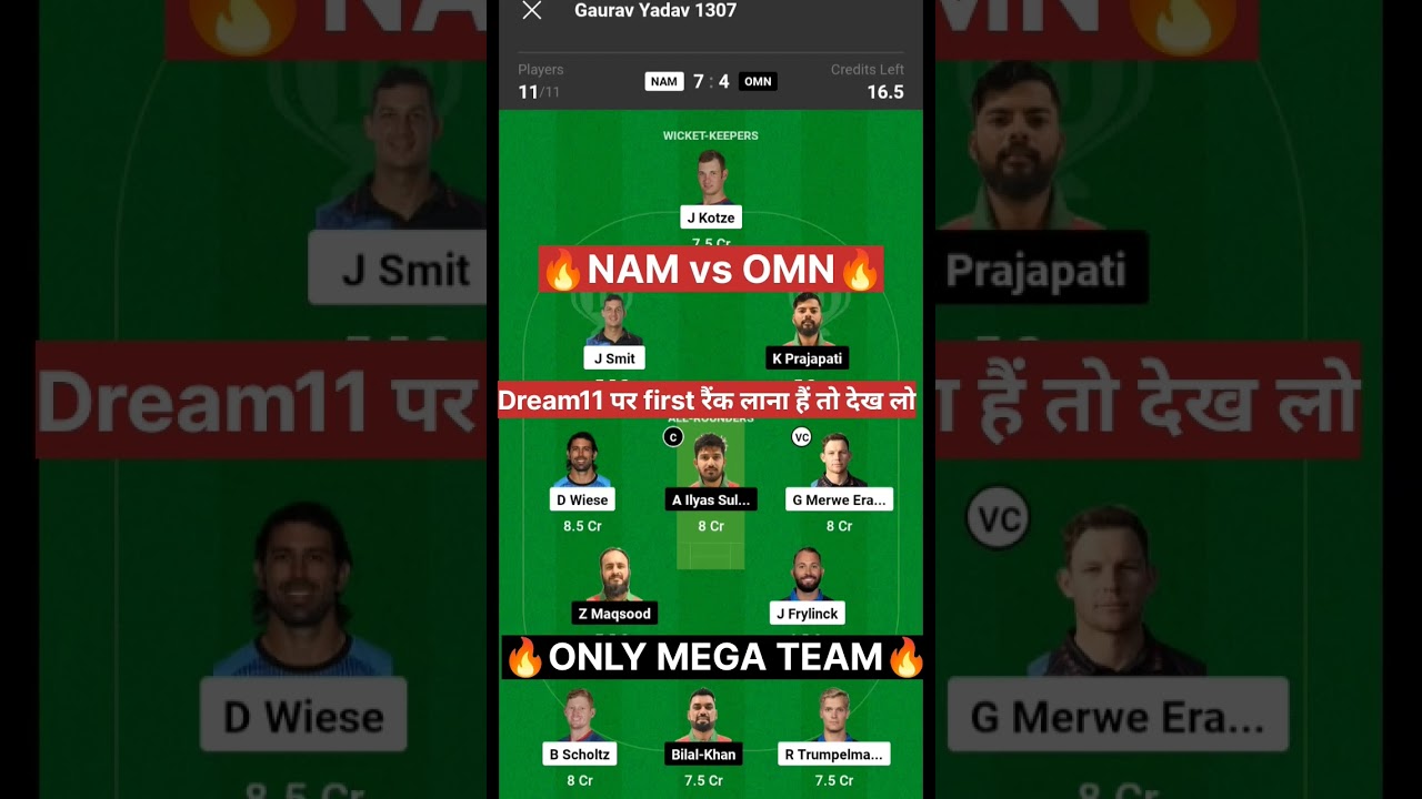 NAM vs OMN Dream11 Preadiction Tuday match 