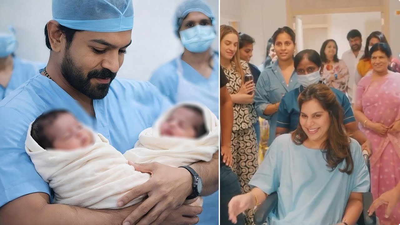 Ram Charan Holding (Son & Daughter )Twin Kids With Upasana Konidela | Megastar Chiranjeevi Grandkids