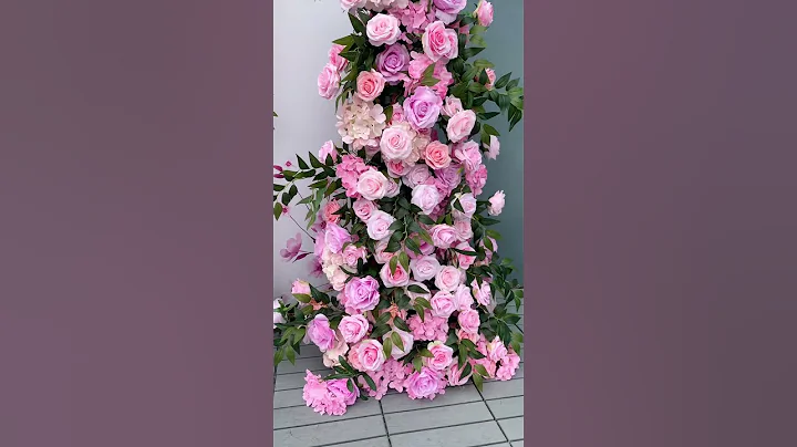 5D Pink Rose Green Leaves Wedding Backdrop Arch KT Board Decor #floraldesign #backdrop #diywedding