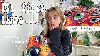 Making my first crochet blanket! (but it’s actually cool) | crochet with me
