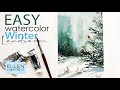 EASY Winter ❄️ Landscape in Watercolor/Christmas Card Ideas