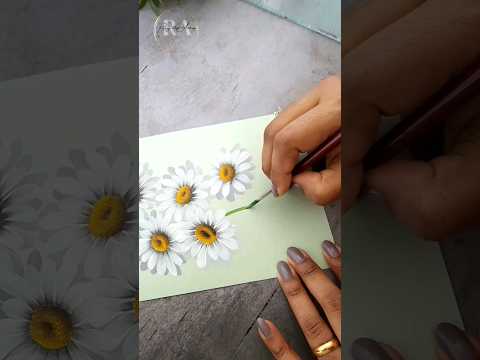 🌼💫 EASY Flower Painting DAISIES For Beginners Acrylic Colors #shorts #flowerpainting