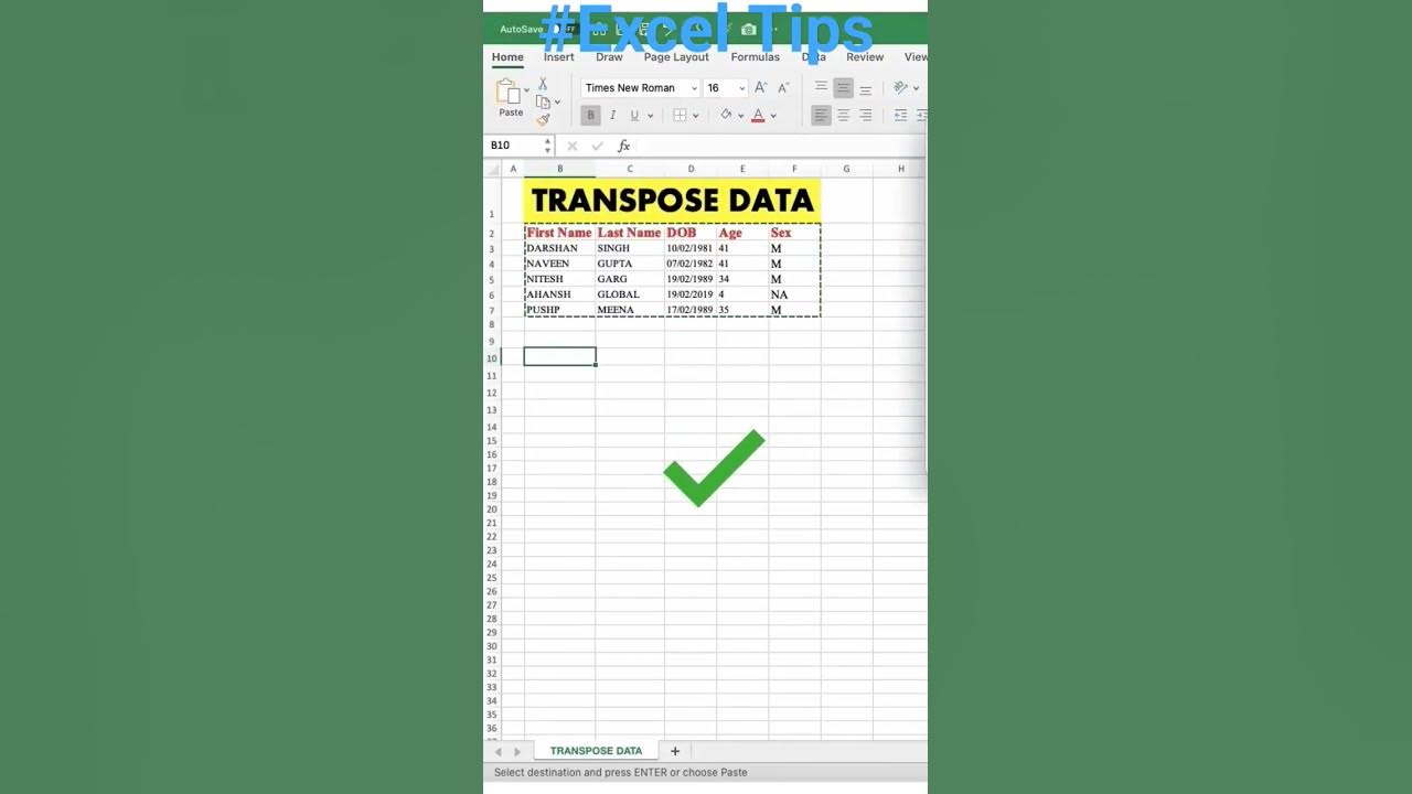 How to Transpose data In Excel #howto #excel #shorts #tipsandtricks ...