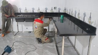 How To Kitchen Granite Install On Stainless Steel Frame - Complete Cooking Table