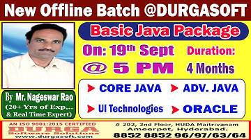 Basic Java Package Offline Training @ DURGASOFT
