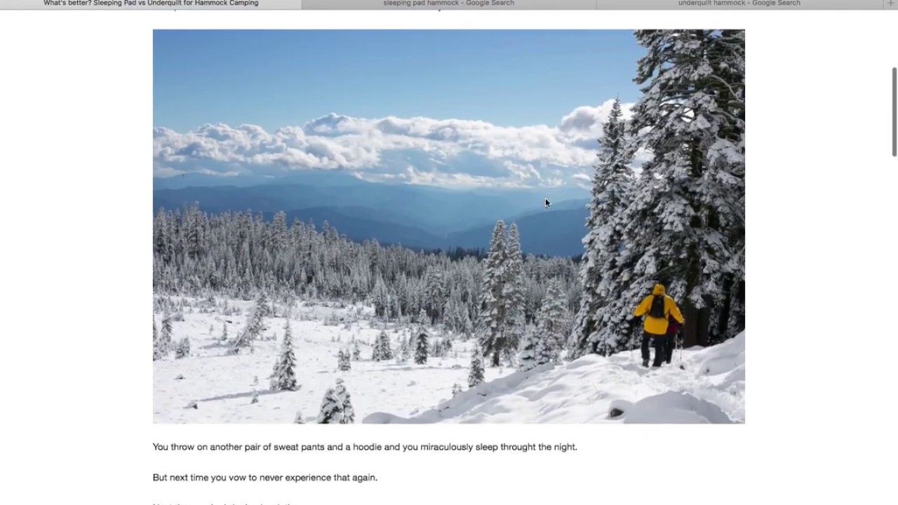 Sleeping Pad vs Underquilt for Staying Warm in a Hammock YouTube