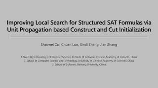CP2021 "Improving Local Search for Structured SAT Formula via Unit Propagation based Initialization"