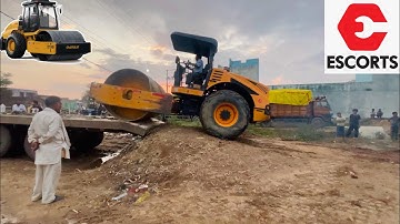 Escort 5250🔥single drum soil compactor loading on trailer #jcb #tractor #jcbvideo  #cat #roadroller