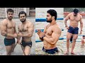 Ganga snan  fit desi men taking a dip in holy river ganga at haridwar rishikesh etc