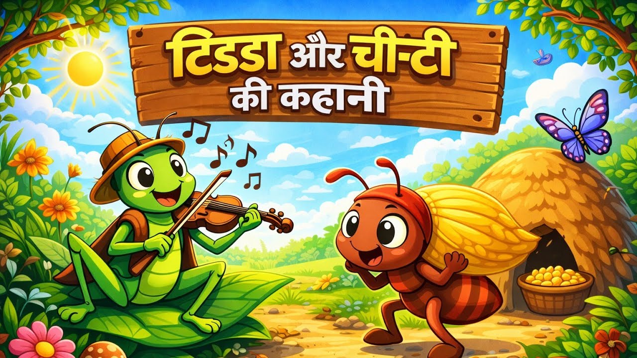 टिड्डा और चींटी की कहानी |Lazy Grasshopper vs Smart Ant| Moral Story in Hindi | Kids Story