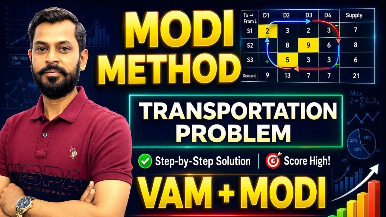 Modified Distribution Method | MODI Method in Transportation Problem ...