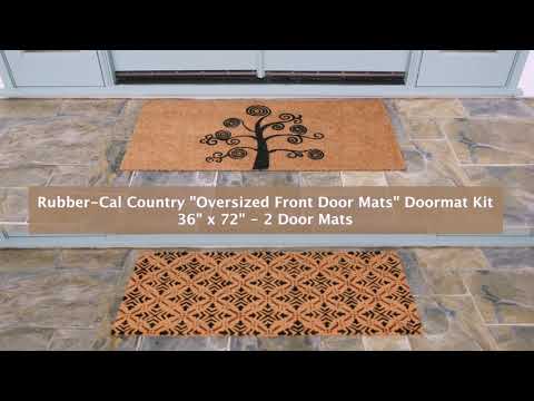 Rubber-Cal Country Oversized Front Door Mat Kit - 24 x 57 - 2 Door Mats - Brown