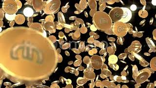 EUR 3D Golden Coins Falling | Royalty Free Motion Graphics | Stock Footage