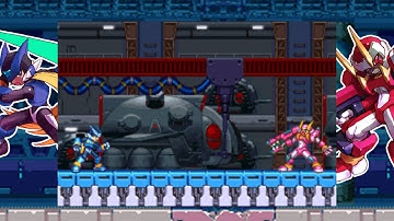 Megaman Zero 2, X form Zero + Thunder chip vs Fire bosses