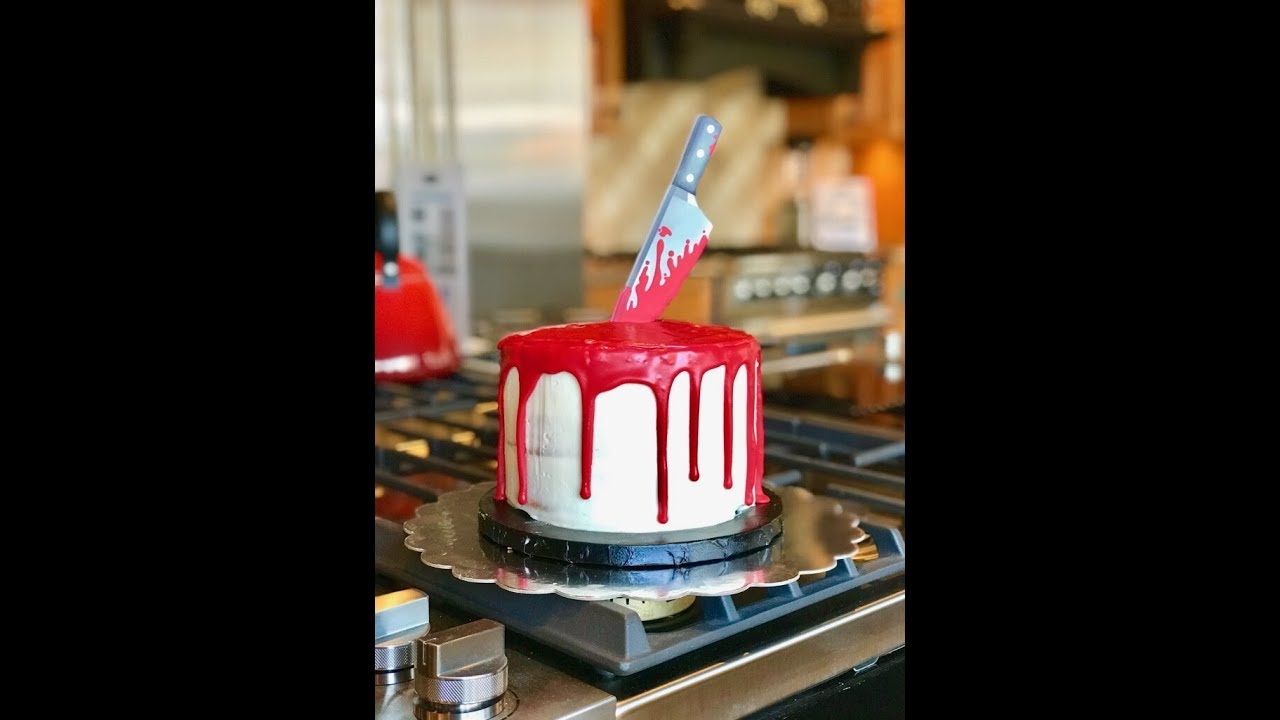 Diy Easy Bloody Knife Halloween Cake Youtube
