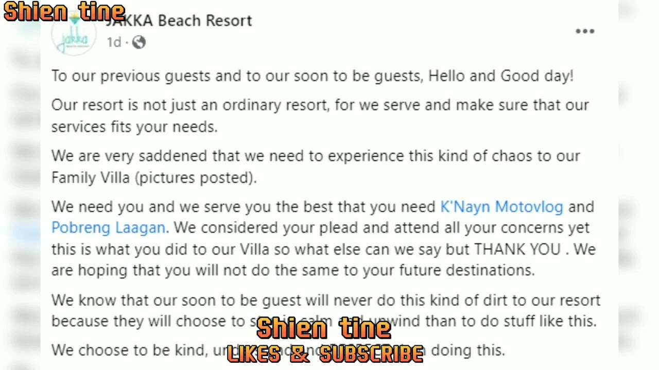 JUST IN :MGA VLOGGERS SA JAKKA BEACH RESORT ISSUE NAGSALITA NA!