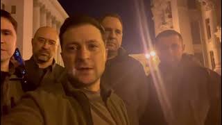 The President of Ukraine  Volodymyr Zelensky goes outside and talks to his people English subtitles