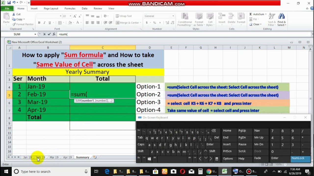 How To Apply Sum Formula And How To Take Same Value Of Cell Across The How To Apply Sum Formula And How To Take Same Value Of Cell Across The