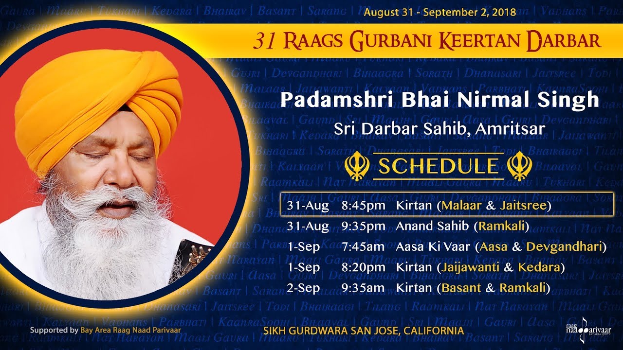 Raag Malaar & Raag Jaitsri - Bhai Nirmal Singh [31 Raags Darbar 2018]