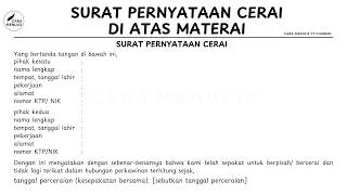 SURAT PERNYATAAN CERAI DI ATAS MATERAI: CARA MENULIS, FORMAT, DAN CONTOH
