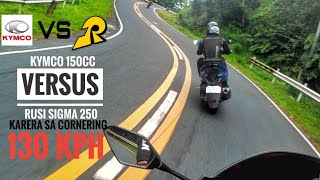 KYMCO 150 VS RUSI SIGMA 250 / KARERA SA MGA CORNERING / TOP SPEED 130 KPH / LAKASAN NG LOOB