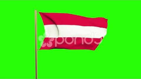 Austria Flag Waving In The Wind. Green Screen, Alpha Matte. Loopable Animation