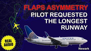 Flight control issue. Flap asymmetry. United Boeing B737 need to return to Newark. Real ATC