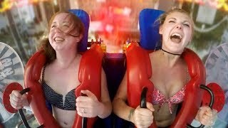 Girls Freaking Out Funny Slingshot Ride Compilation