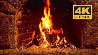 🔥Burning Fireplace 4K (3 HOURS) with Crackling Fire Sounds