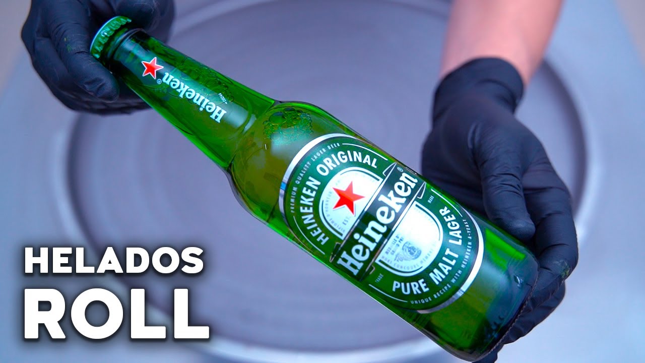 Helado de Cerveza Heineken Helado en Rollo Helado a la Plancha