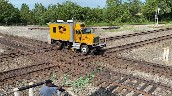 Sperry Railroad track inspection in Marion, Ohio. (Up close)