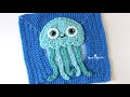 Crochet jellyfish  under the sea cal square 3