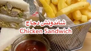 ساندوتش الدجاج chicken sandwich مع البطاطس والكاتشب لذيذ لعشاء سريع وخفيف ️