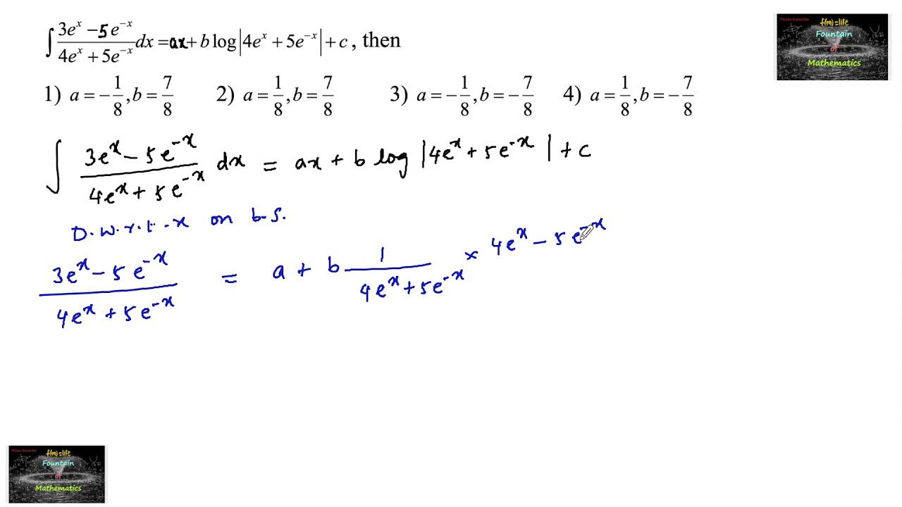 If The Integral Of 3e x 5e x 4e x 5e x Dx Ax B Log 4e x 5e x c If The Integral Of 3e x 5e x 4e x 5e x Dx Ax B Log 4e x 5e x c