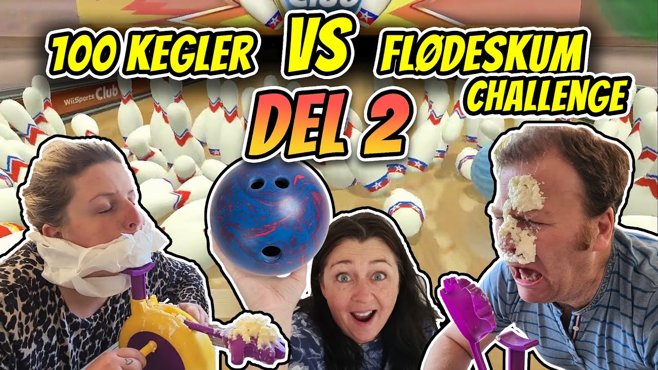 FLØDESKUM/ 100 KEGLER BOWLING CHALLENGE (Del 2) 🤣 Flødeskummen er SUR!!? 😂 Dansk Wii Sports Resort