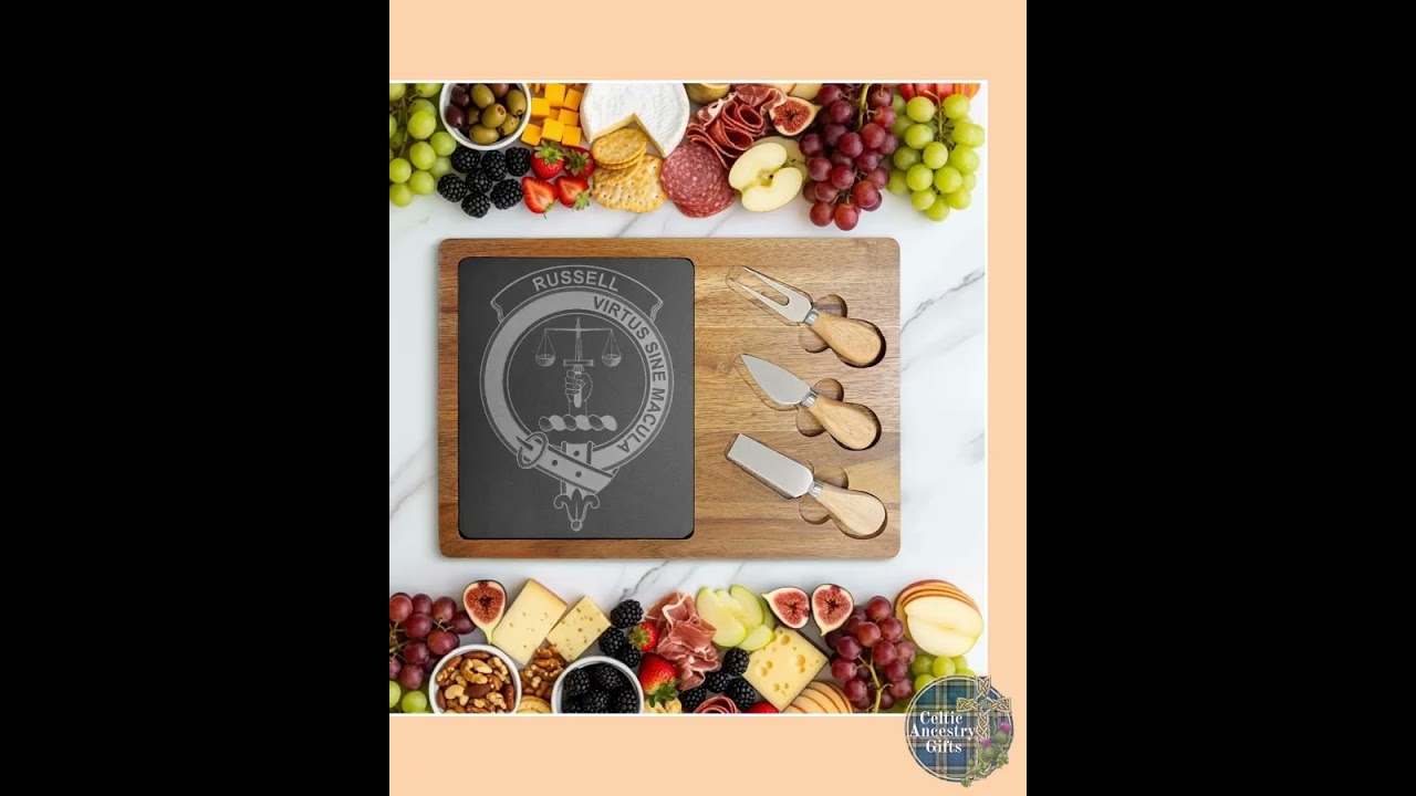Russell Clan Crest Scottish Charcuterie Board