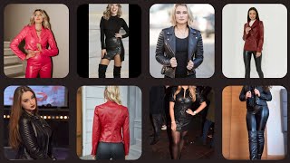 2023-2025 attractive appealing beautiful leather dresses outfits collection for ladies #leather