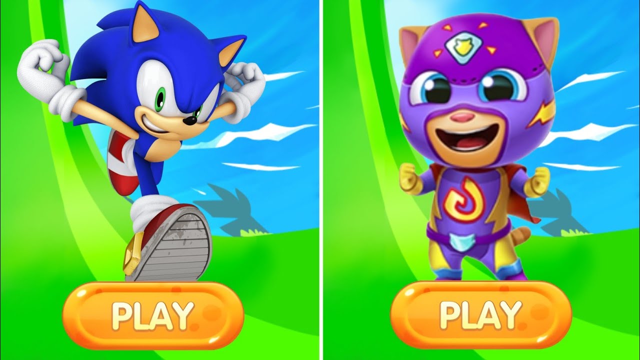 Sonic Dash VS Talking Tom Hero Dash- Movie Sonic Vs All Boss Zazz Egman ...
