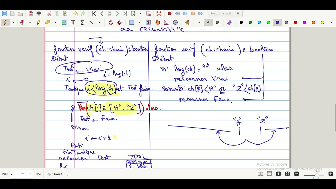 La récursivité : chaine alphabétique Majuscule