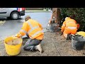 Installing automatic rising bollards on a private driveway.