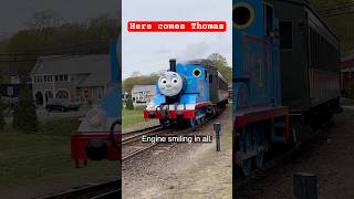 Thomas enters the station!! #dayout #thomas #steamtrain #steam #engine #train #dayoutwiththomas