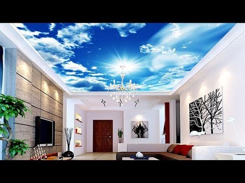 3d Wall Mural Blue Sky False Ceiling For Living Room Youtube