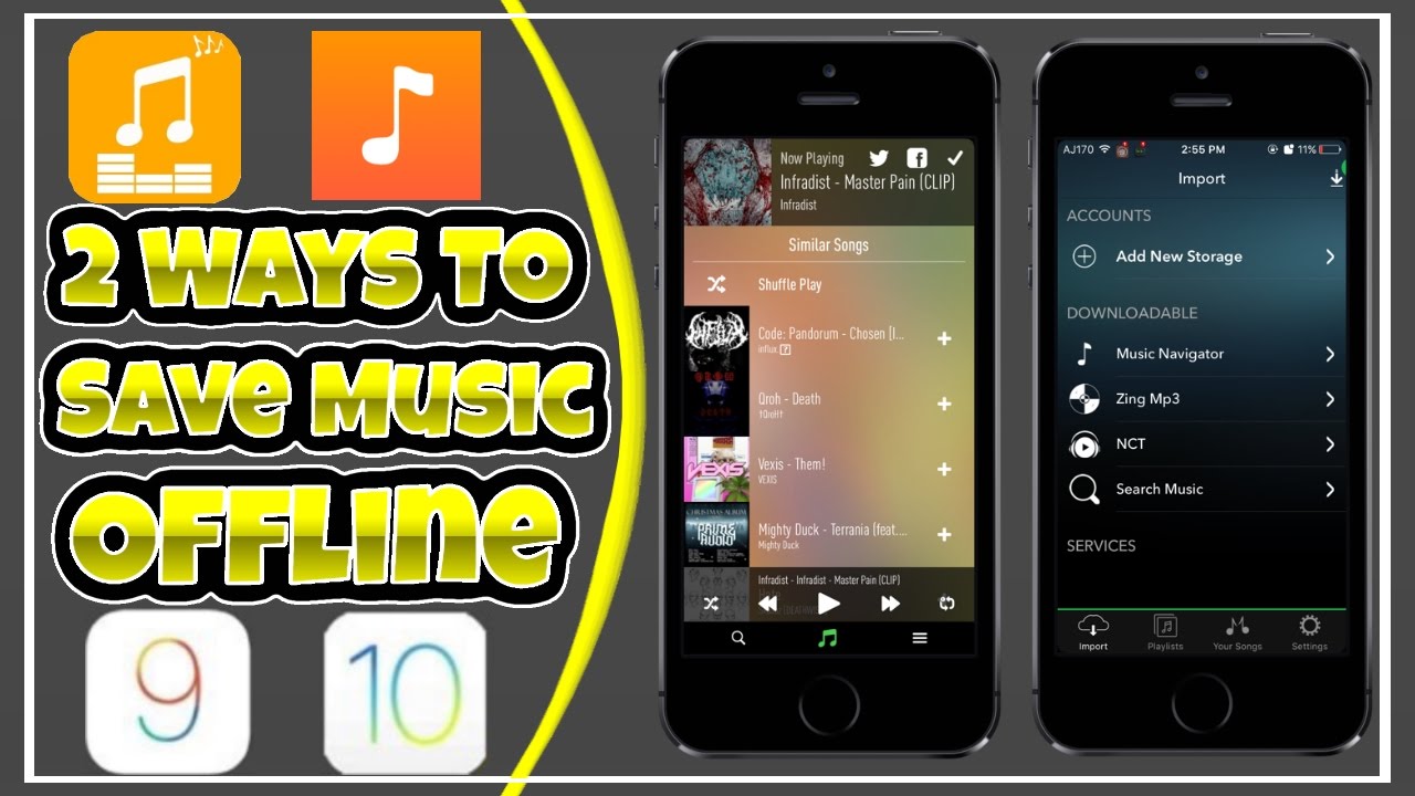 2 Ways To Save Music Offline On iOS 10/9! NO PC/JB! FREE! YouTube