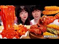 ASMR MUKBANG 떡볶이 양념치킨 김밥 치즈스틱 새우튀김 먹방 FRIED CHICKEN AND Tteokbokki EATING