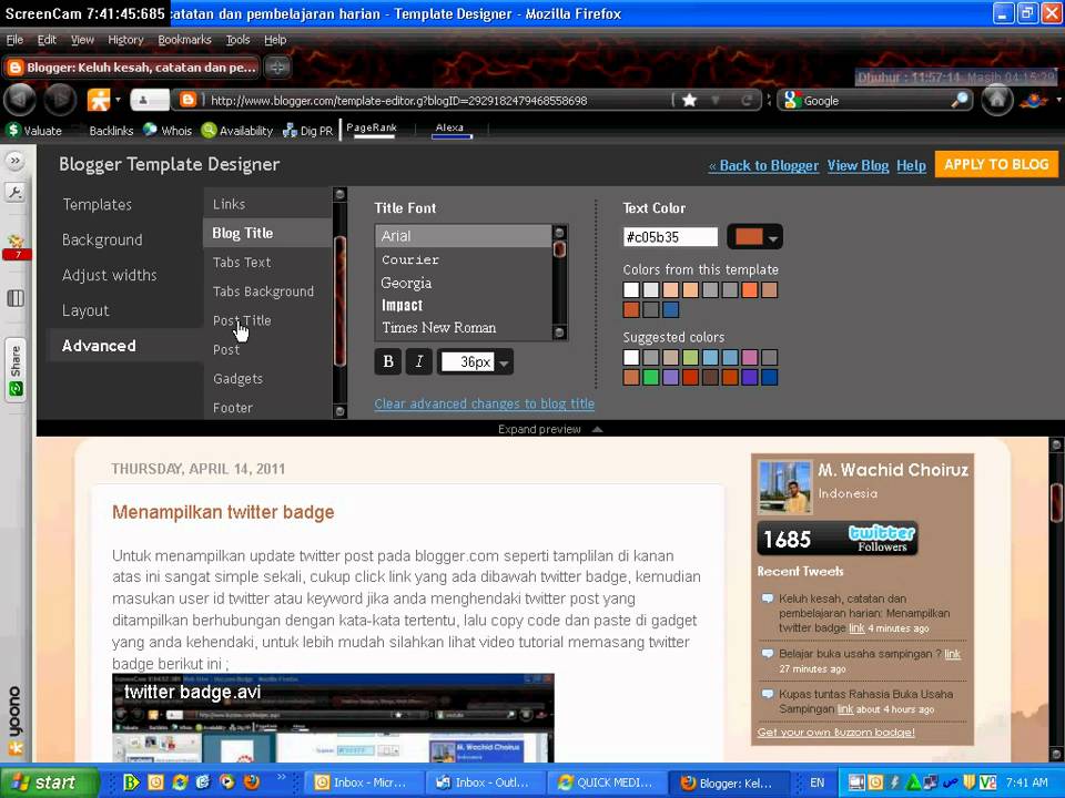 Setting layout dan tampilan blogger.avi