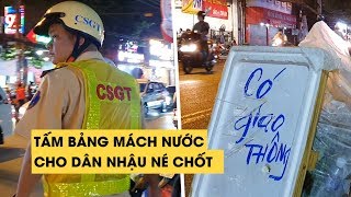 CSGT đo nồng độ cồn ngay phố nhậu, chủ quán treo bảng “Có giao thông”