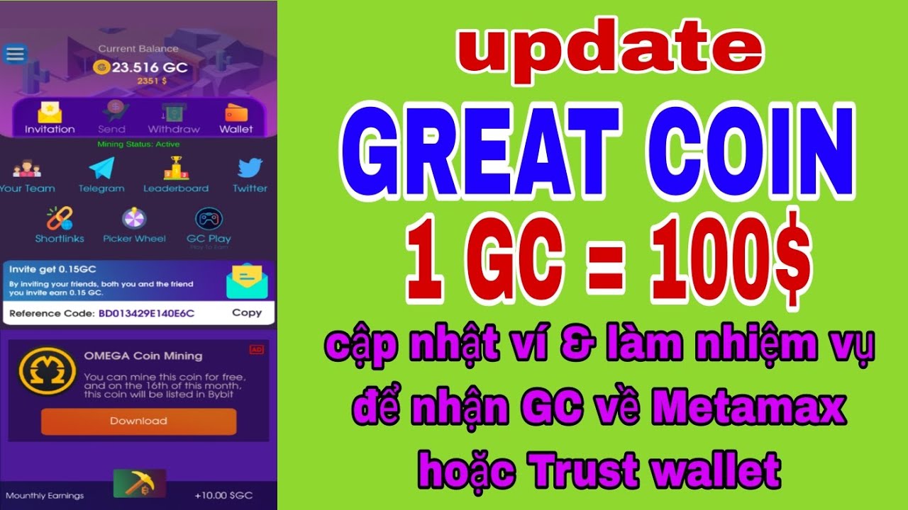 Great Coin cập nhật ví làm nhiệm vụ để nhận GC về Metamax hoặc Trust ...