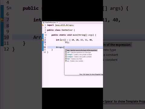 Shortcut to sort array elements - Java Program. - YouTube